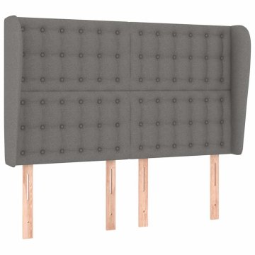 Vidaxl Vzglavje z ušesi temno sivo 147x23x118/128 cm blago