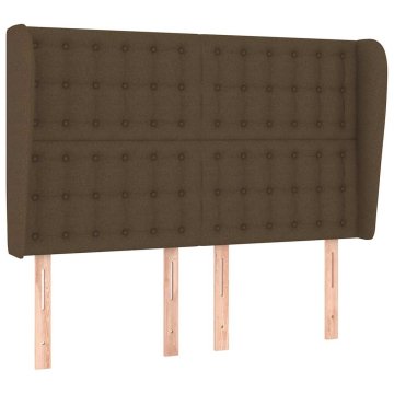 Vidaxl Vzglavje z ušesi temno rjavo 147x23x118/128 cm blago