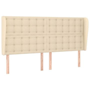 Vidaxl Vzglavje z ušesi krem 163x23x118/128 cm blago