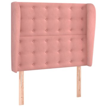 Vidaxl Vzglavje z ušesi roza 93x23x118/128 cm žamet