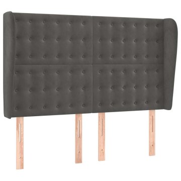 Vidaxl Vzglavje z ušesi temno sivo 147x23x118/128 cm žamet