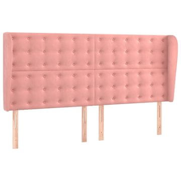 Vidaxl Vzglavje z ušesi roza 183x23x118/128 cm žamet