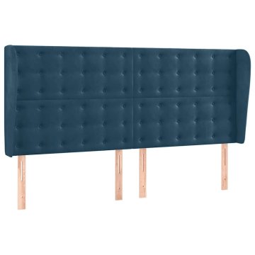 Vidaxl Vzglavje z ušesi temno modra 203x23x118/128 cm žamet