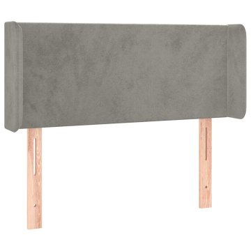 Vidaxl Vzglavje z ušesi svetlo sivo 83x16x78/88 cm žamet