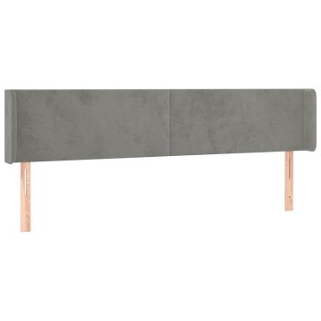 Vidaxl Vzglavje z ušesi svetlo sivo 203x16x78/88 cm žamet