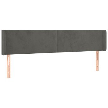 Vidaxl Vzglavje z ušesi temno sivo 163x16x78/88 cm žamet