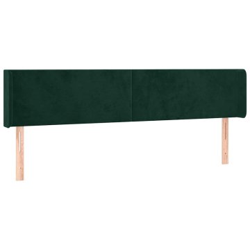 Vidaxl Vzglavje z ušesi temno zeleno 203x16x78/88 cm žamet