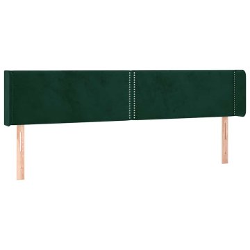 Vidaxl Vzglavje z ušesi temno zeleno 203x16x78/88 cm žamet