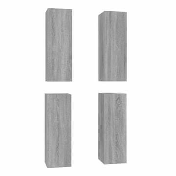 Vidaxl TV omarica 4 kosa siva sonoma 30,5x30x90 cm konstruiran les