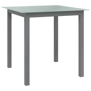 Vidaxl Vrtna miza svetlo siva 80x80x74 cm aluminij in steklo