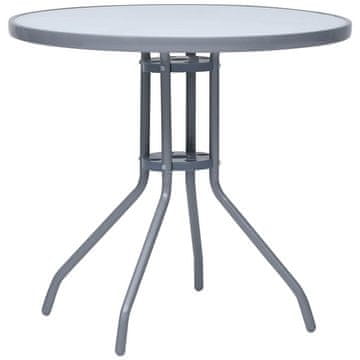 Vidaxl Vrtna miza svetlo siva 80 cm jeklo in steklo