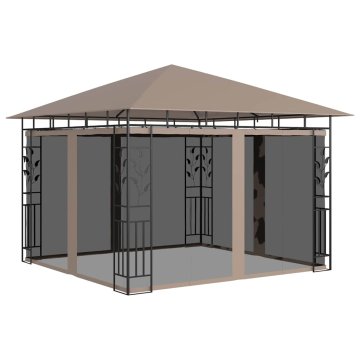 Vidaxl Paviljon z mrežo proti komarjem 3x3x2,73 m taupe 180 g/m²
