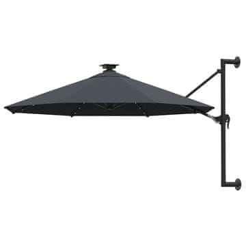 Vidaxl Stenski senčnik z LED in kovinskim drogom 300 cm