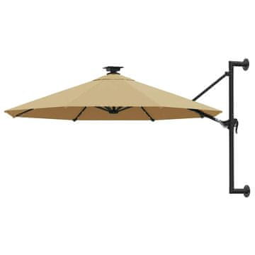 Vidaxl Stenski senčnik z LED in kovinskim drogom 300 cm