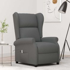 Vidaxl Električni naslanjač temno sivo blago