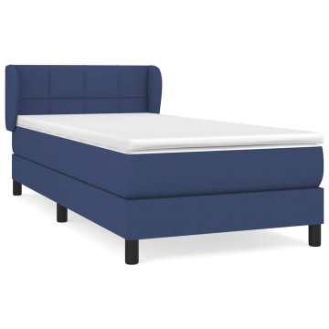 Vidaxl Box spring postelja z vzmetnico modra 90x200 cm blago