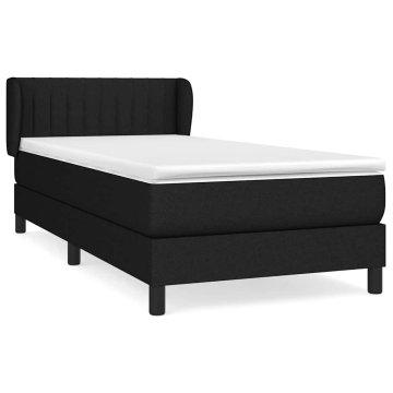 Vidaxl Box spring postelja z vzmetnico črna 90x200 cm blago
