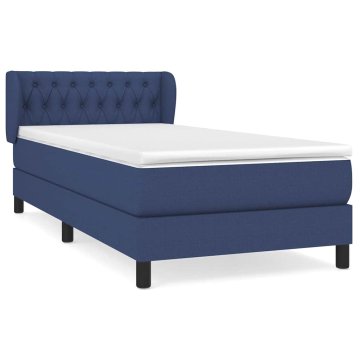Vidaxl Box spring postelja z vzmetnico modra 90x190 cm blago