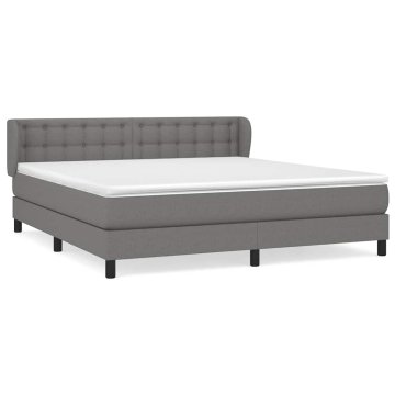 Vidaxl Box spring postelja z vzmetnico temno siva 160x200 cm blago