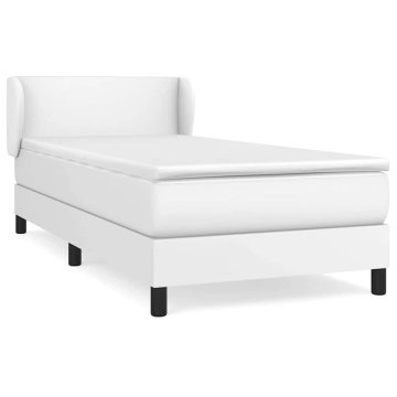 Vidaxl Box spring postelja z vzmetnico bela 90x200 cm umetno usnje