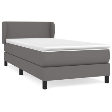 Vidaxl Box spring postelja z vzmetnico siva 100x200 cm umetno usnje