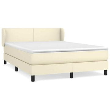 Vidaxl Box spring postelja z vzmetnico krem 140x190 cm umetno usnje