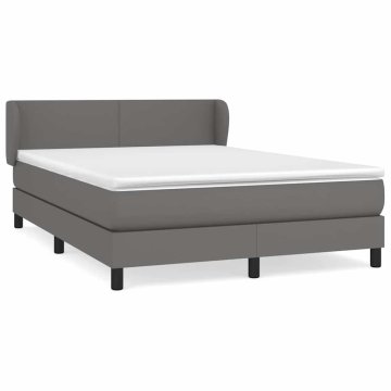 Vidaxl Box spring postelja z vzmetnico siva 140x200 cm umetno usnje
