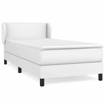 Vidaxl Box spring postelja z vzmetnico bel 100x200 cm umetno usnje