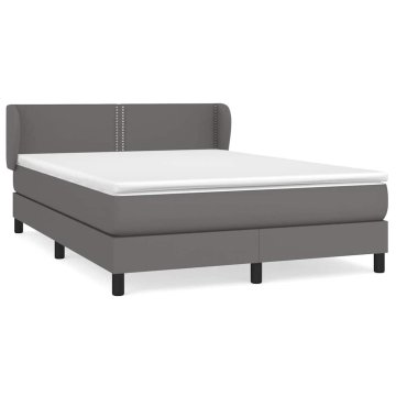 Vidaxl Box spring postelja z vzmetnico siva 140x200 cm umetno usnje