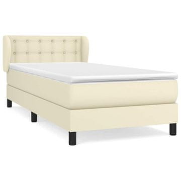 Vidaxl Box spring postelja z vzmetnico krem 100x200 cm umetno usnje