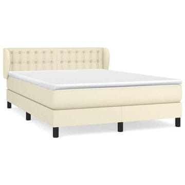 Vidaxl Box spring postelja z vzmetnico krem 140x200 cm umetno usnje