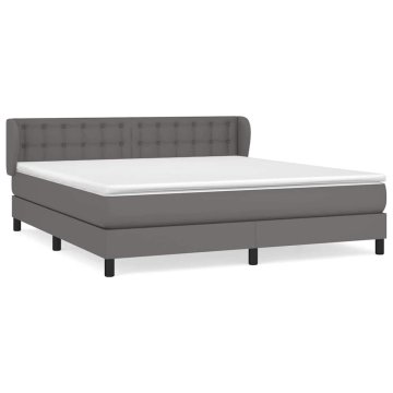 Vidaxl Box spring postelja z vzmetnico siva 160x200 cm umetno usnje