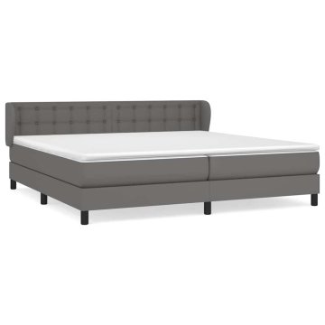 Vidaxl Box spring postelja z vzmetnico siva 200x200 cm umetno usnje