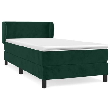 Vidaxl Box spring postelja z vzmetnico temno zelena 100x200 cm žamet