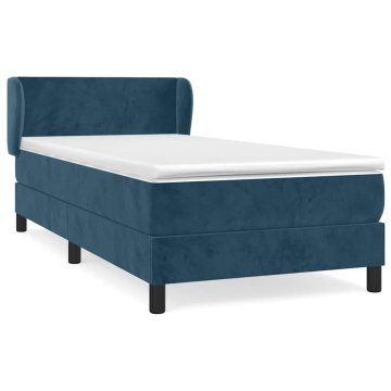 Vidaxl Box spring postelja z vzmetnico temno modra 80x200 cm žamet