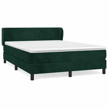 Vidaxl Box spring postelja z vzmetnico temno zelena 140x200 cm žamet
