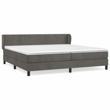 Vidaxl Box spring postelja z vzmetnico temno siva 200x200 cm žamet