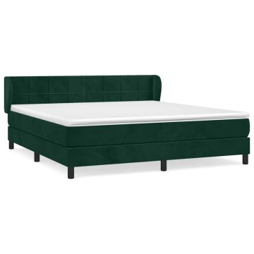 Vidaxl Box spring postelja z vzmetnico temno zelena 180x200 cm žamet
