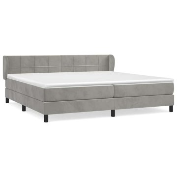 Vidaxl Box spring postelja z vzmetnico svetlo siva 200x200 cm žamet
