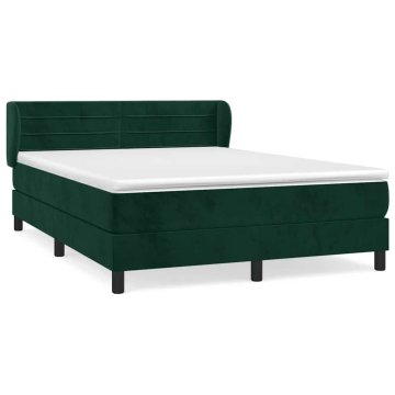 Vidaxl Box spring postelja z vzmetnico temno zelena 140x200 cm žamet