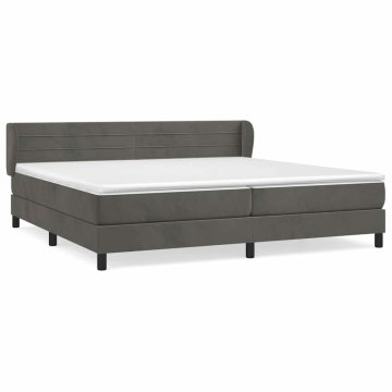 Vidaxl Box spring postelja z vzmetnico temno siva 200x200 cm žamet