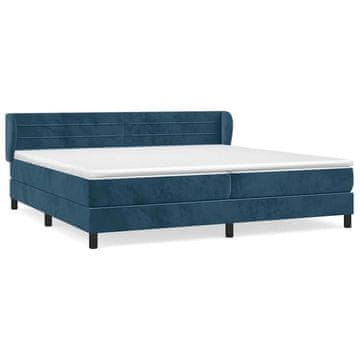 Vidaxl Box spring postelja z vzmetnico temno modra 200x200 cm žamet