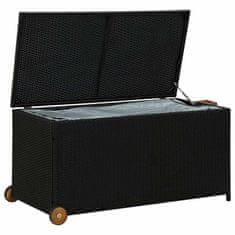 Vidaxl Vrtna škatla za shranjevanje črna 120x65x61 cm poli ratan