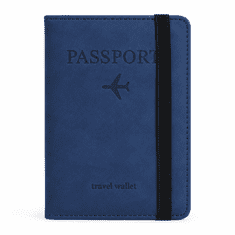 VIVVA® Potovalni etui za potni list z RFID zaščito, več predalov za kartice, dokumente in gotovino, PU usnje | PASSHOLD Temno modra