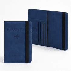 VIVVA® Potovalni etui za potni list z RFID zaščito, več predalov za kartice, dokumente in gotovino, PU usnje | PASSHOLD Temno modra