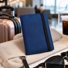 VIVVA® Potovalni etui za potni list z RFID zaščito, več predalov za kartice, dokumente in gotovino, PU usnje | PASSHOLD Temno modra