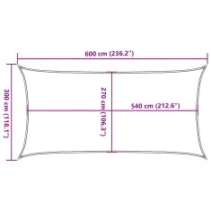Vidaxl Senčno jadro 160 g/m² rdeče 3x6 m HDPE