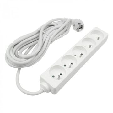 Eco light Podaljšek 5 vtičnic 5m z/brez 3x1,5mm2 bele barve