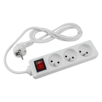 Eco light Podaljšek s 3 vtičnicami 1,5 m z/brez stikala, bel