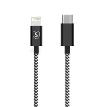 Sign Skin USB-C v Lightning kabel 2,4 A, 0,25 m - črno/bel